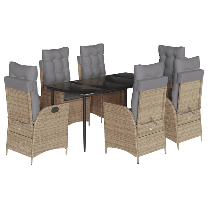 Set da Pranzo da Giardino 7 pz con Cuscini Beige in Polyrattan 3213259