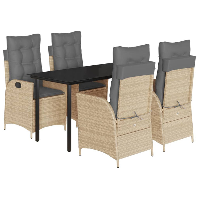 Set da Pranzo da Giardino 5 pz con Cuscini Beige in Polyrattan 3213267