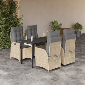 Set da Pranzo da Giardino 5 pz con Cuscini Beige in Polyrattan 3213267