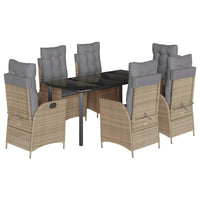 Set da Pranzo da Giardino 7 pz con Cuscini Beige in Polyrattan 3213270