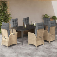 Set da Pranzo da Giardino 7 pz con Cuscini Beige in Polyrattan 3213271