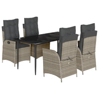 Set Pranzo da Giardino 5pz con Cuscini Grigio Chiaro Polyrattan 3213278