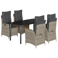 Set Pranzo da Giardino 5pz con Cuscini Grigio Chiaro Polyrattan 3213288