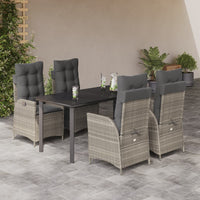 Set Pranzo da Giardino 5pz con Cuscini Grigio Chiaro Polyrattan 3213288