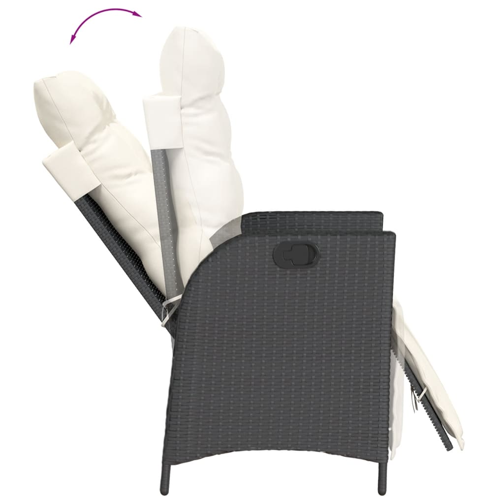 Set da Pranzo da Giardino 7 pz Nero con Cuscini in Polyrattan 3213317