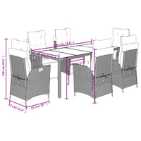 Set da Pranzo da Giardino 7 pz Nero con Cuscini in Polyrattan 3213318