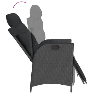 Set da Pranzo da Giardino 7 pz Nero con Cuscini in Polyrattan 3213323