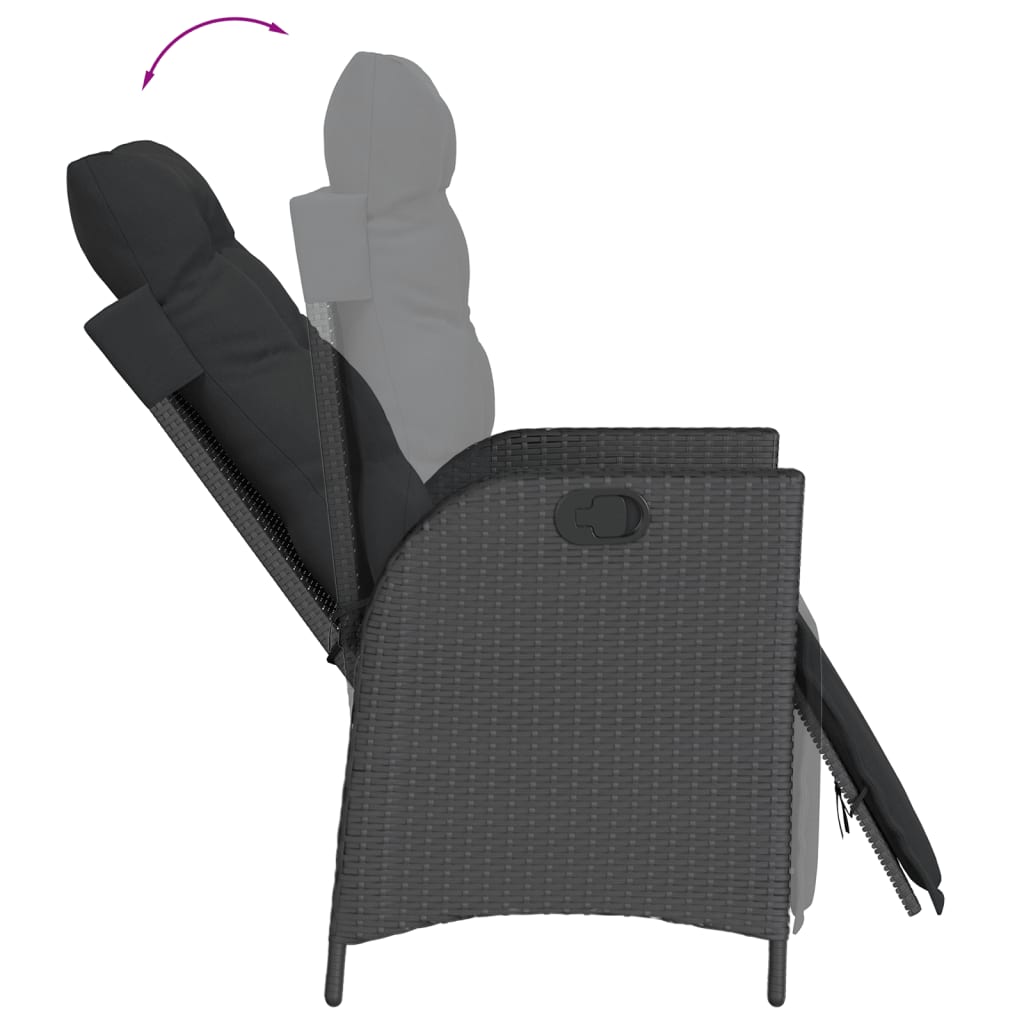 Set da Pranzo da Giardino 9 pz con Cuscini Nero in Polyrattan 3213325