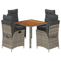 Set da Pranzo da Giardino 5 pz con Cuscini in Polyrattan Grigio 3213345