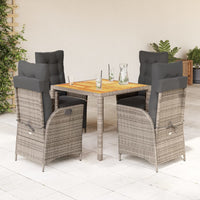 Set da Pranzo da Giardino 5 pz con Cuscini in Polyrattan Grigio 3213345