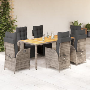 Set da Pranzo da Giardino 7 pz con Cuscini in Polyrattan Grigio 3213348