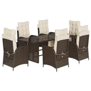 Set da Pranzo da Giardino 7pz con Cuscini in Polyrattan Marrone 3213354