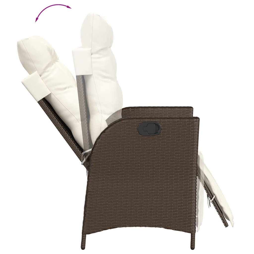 Set da Pranzo da Giardino 7pz con Cuscini in Polyrattan Marrone 3213354