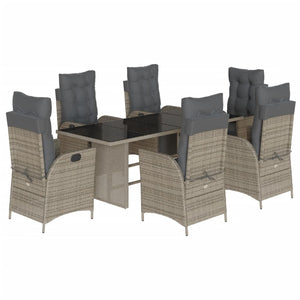 Set da Pranzo da Giardino 7 pz con Cuscini in Polyrattan Grigio 3213356