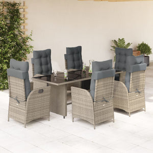 Set da Pranzo da Giardino 7 pz con Cuscini in Polyrattan Grigio 3213356