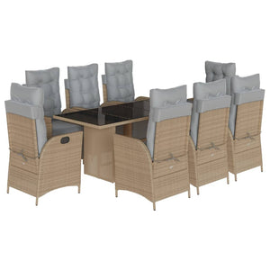 Set Pranzo da Giardino 9 pz con Cuscini Beige Misto Polyrattan 3213361