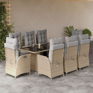 Set Pranzo da Giardino 9 pz con Cuscini Beige Misto Polyrattan 3213361