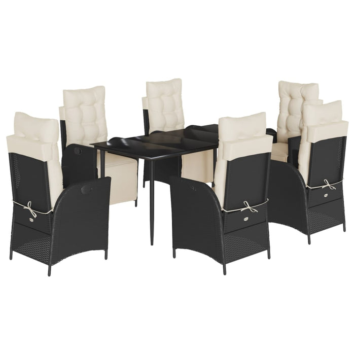 Set da Pranzo da Giardino 7 pz Nero con Cuscini in Polyrattan 3213382