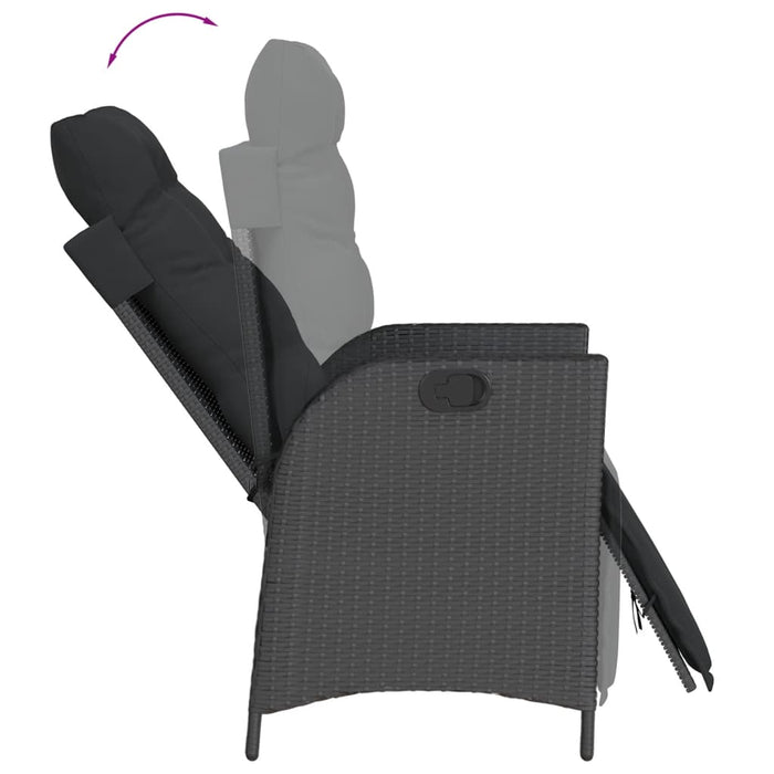 Set da Pranzo da Giardino 5 pz Nero con Cuscini in Polyrattan 3213395