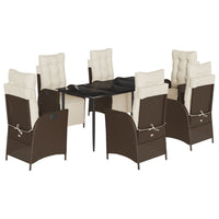 Set da Pranzo da Giardino 7pz con Cuscini in Polyrattan Marrone 3213410