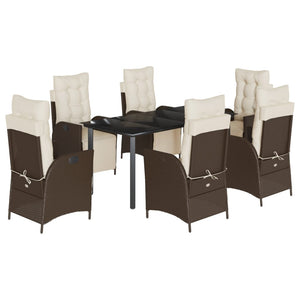 Set da Pranzo da Giardino 7pz con Cuscini in Polyrattan Marrone 3213417