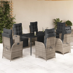 Set da Pranzo da Giardino 7 pz con Cuscini in Polyrattan Grigio 3213424