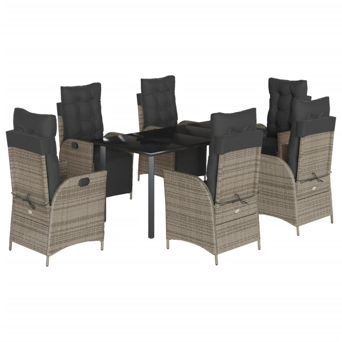 Set da Pranzo da Giardino 7 pz con Cuscini in Polyrattan Grigio 3213431