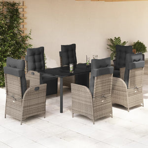 Set da Pranzo da Giardino 7 pz con Cuscini in Polyrattan Grigio 3213431