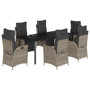 Set da Pranzo da Giardino 7 pz con Cuscini in Polyrattan Grigio 3213432