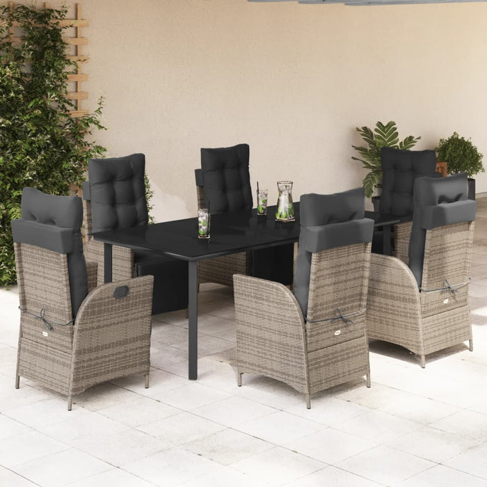 Set da Pranzo da Giardino 7 pz con Cuscini in Polyrattan Grigio 3213432