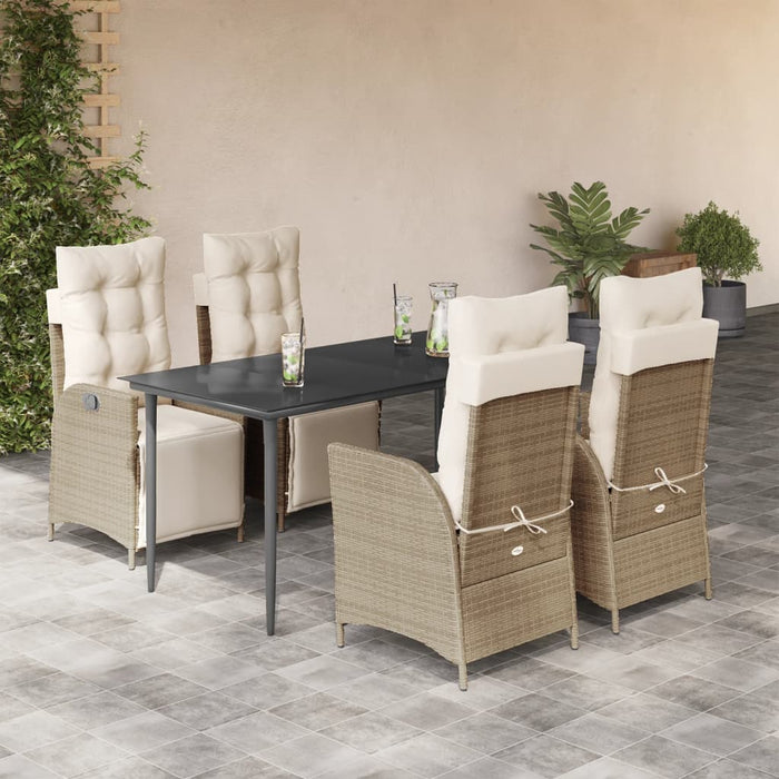 Set da Pranzo da Giardino 5 pz con Cuscini Beige in Polyrattan 3213437