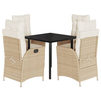 Set da Pranzo da Giardino 5 pz con Cuscini Beige in Polyrattan 3213442