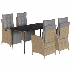 Set Pranzo da Giardino 5 pz con Cuscini Beige Misto Polyrattan 3213451