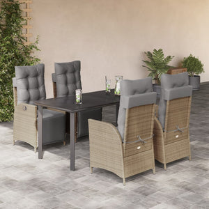 Set Pranzo da Giardino 5 pz con Cuscini Beige Misto Polyrattan 3213458