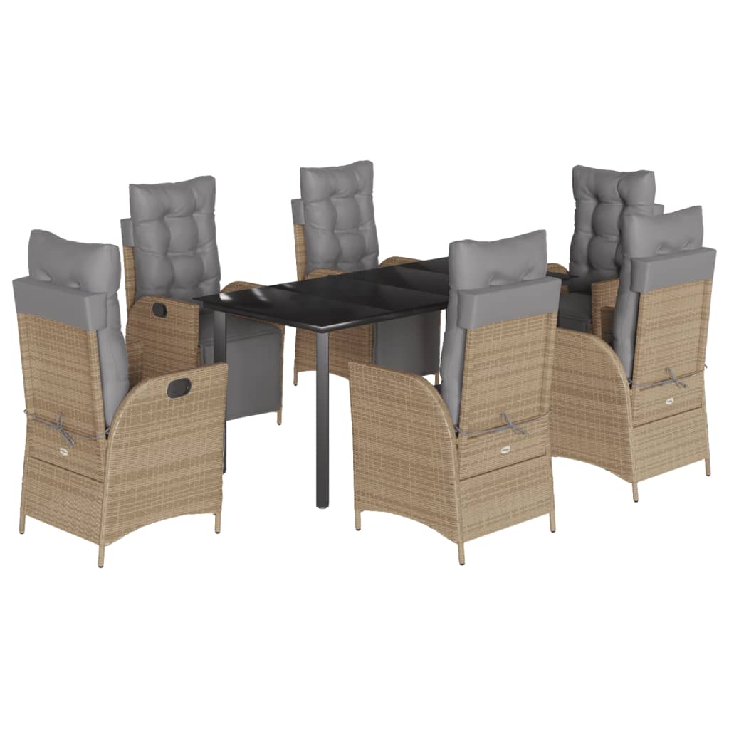 Set Pranzo da Giardino 7 pz con Cuscini Beige Misto Polyrattan 3213459