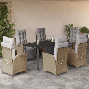 Set Pranzo da Giardino 7 pz con Cuscini Beige Misto Polyrattan 3213459