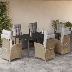 Set Pranzo da Giardino 7 pz con Cuscini Beige Misto Polyrattan 3213460