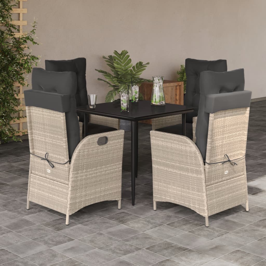 Set Pranzo da Giardino 5pz con Cuscini Grigio Chiaro Polyrattan 3213463