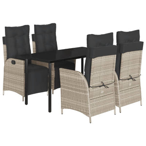 Set Pranzo da Giardino 5pz con Cuscini Grigio Chiaro Polyrattan 3213471