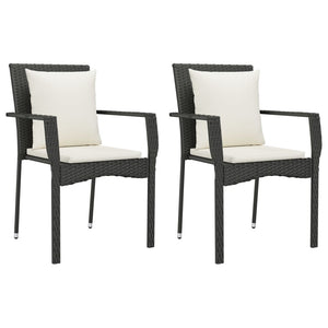 Set da Pranzo da Giardino 7 pz Nero con Cuscini in Polyrattancod mxl 90363