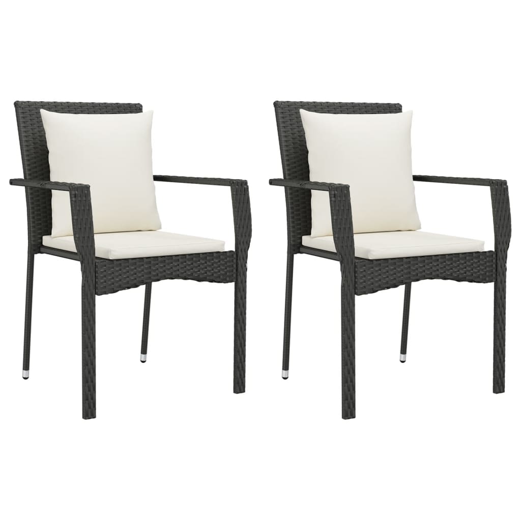 Set da Pranzo da Giardino 9 pz con Cuscini Nero in Polyrattan 3213491