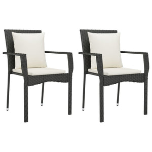 Set da Pranzo da Giardino 9 pz con Cuscini Nero in Polyrattan 3213491