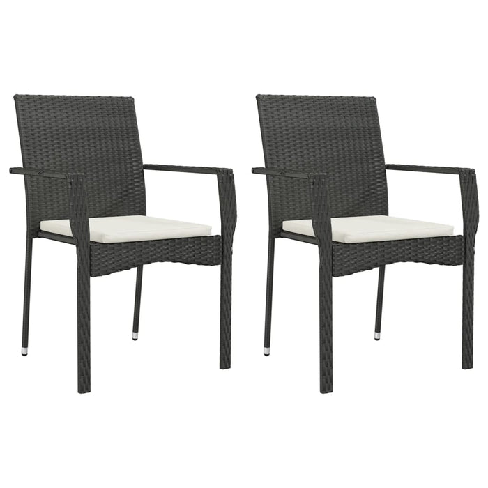 Set da Pranzo da Giardino 7 pz Nero con Cuscini in Polyrattan 3213494