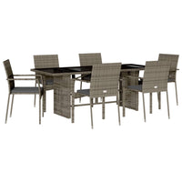 Set da Pranzo da Giardino 7 pz con Cuscini in Polyrattan Grigio 3213496