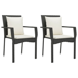 Set da Pranzo da Giardino 7 pz Nero con Cuscini in Polyrattan 3213498