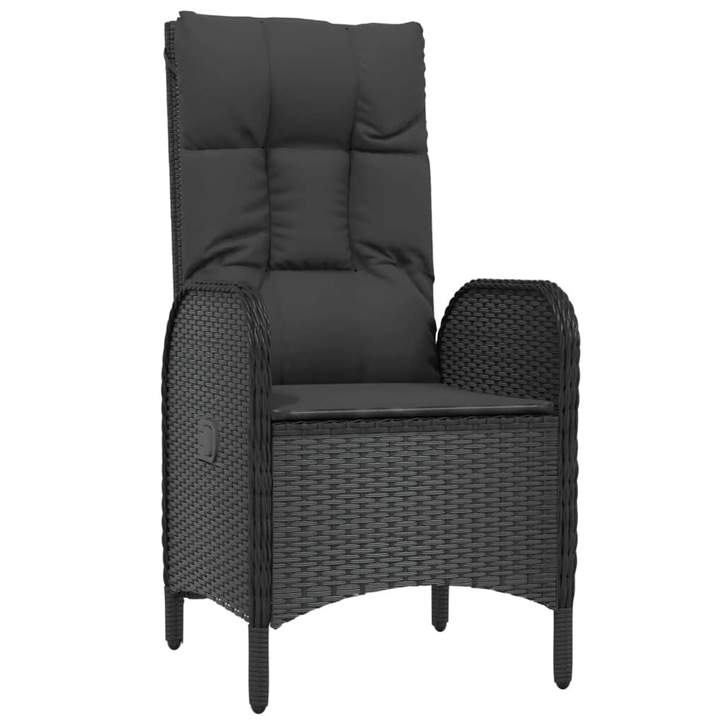 Set da Pranzo da Giardino 9 pz con Cuscini Nero in Polyrattan 3213515