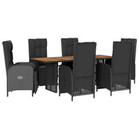 Set da Pranzo da Giardino 7 pz Nero con Cuscini in Polyrattan 3213520