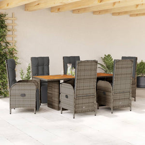 Set da Pranzo da Giardino 7 pz con Cuscini in Polyrattan Grigio 3213522