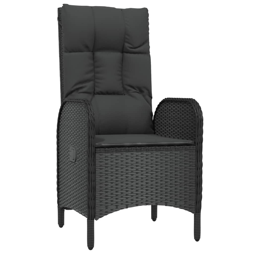 Set da Pranzo da Giardino 7 pz Nero con Cuscini in Polyrattan 3213524