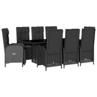 Set da Pranzo da Giardino 9 pz con Cuscini Nero in Polyrattan 3213531